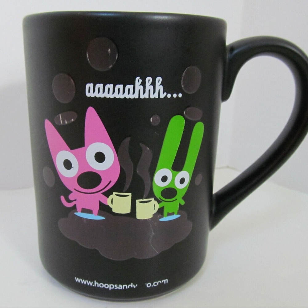 Hallmark Hoops and Yoyo Coffee Mug Cup *Rare Heat Activated* Black Pink …
